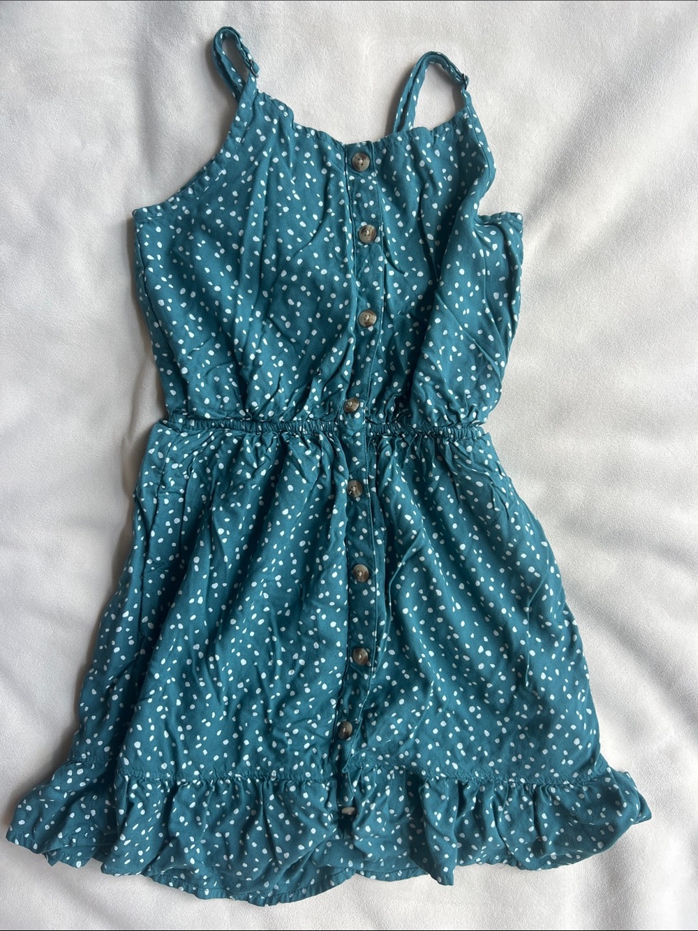 abercrombie kids Teal Spotted Button-Front Sundress 11/12